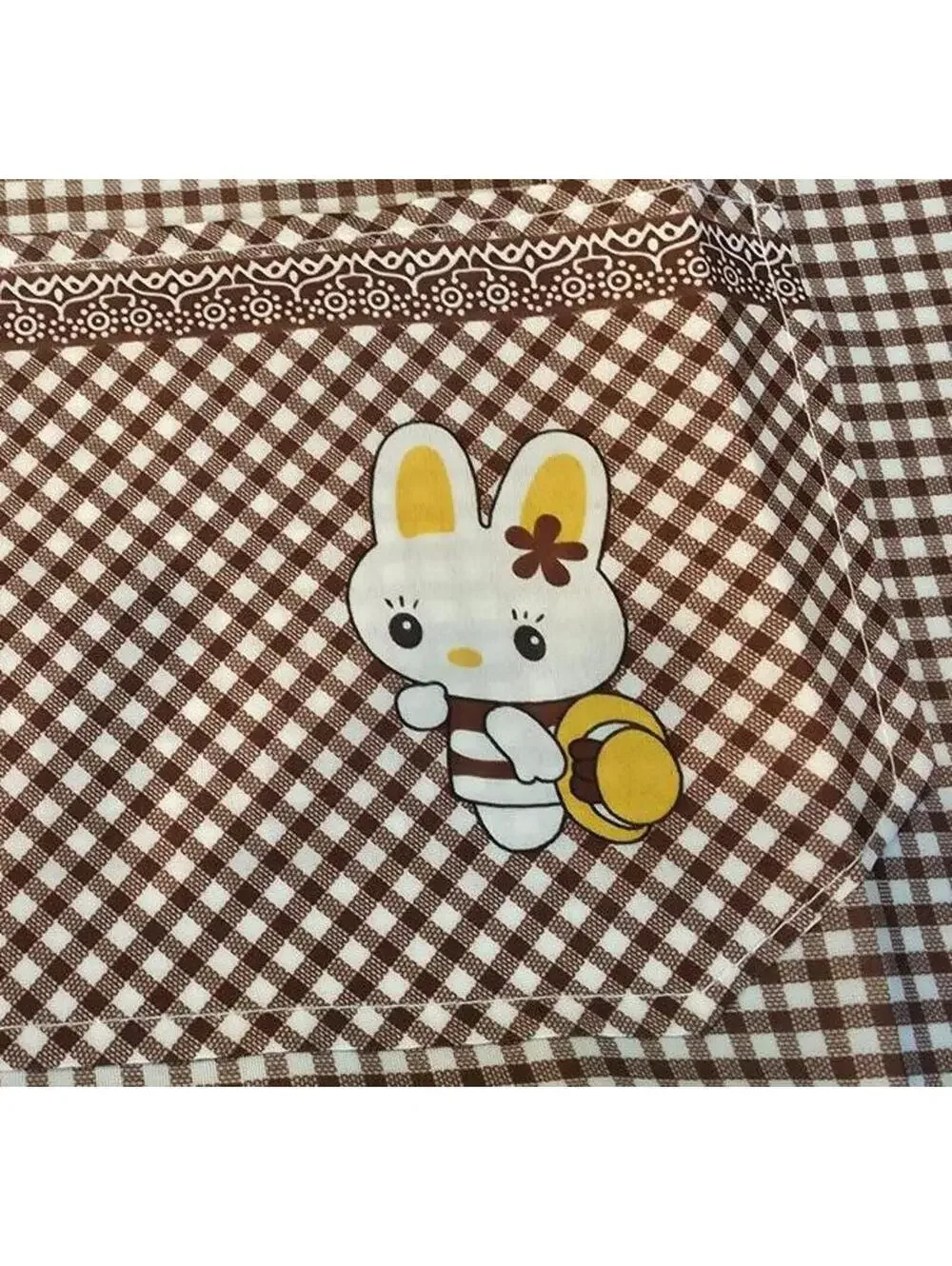 Cute Anime My Melody Gingham Apron - Khaki